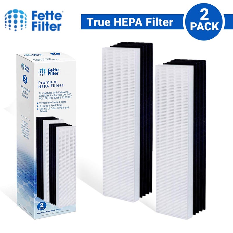 Fette Filter فلاتر فيت - فلاتر استبدال بريميوم ترو هيبا H13 المتوافقة مع فيلوز AeraMax 90/100 DX5 & DB5 الجزء # 40101701 9287001 9324001 الكمية 2 ترو هيبا + 8 فلاتر كربون - Image 2